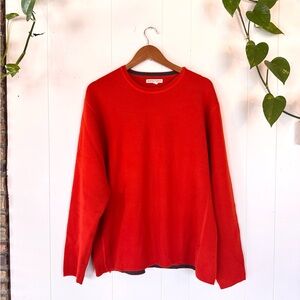 100% Merino Wool Men's Vibrant Red Crewneck Sweater